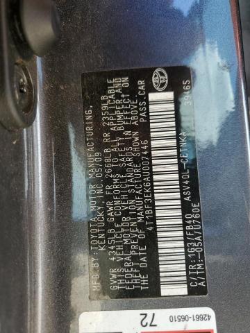 Photo 10 from auction – 2010 TOYOTA CAMRY BASE with VIN 4T1BF3EK6AU007446