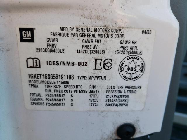 Photo 10 from auction – 2005 GMC ENVOY XL with VIN 1GKET16S656191198