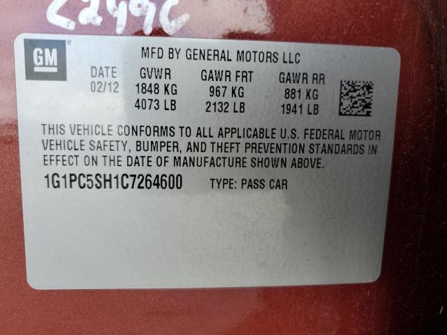 Photo 10 from auction – 2012 CHEVROLET CRUZE LS with VIN 1G1PC5SH1C7264600