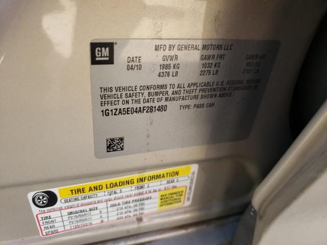 Photo 10 from auction – 2010 CHEVROLET MALIBU LS with VIN 1G1ZA5E04AF281480