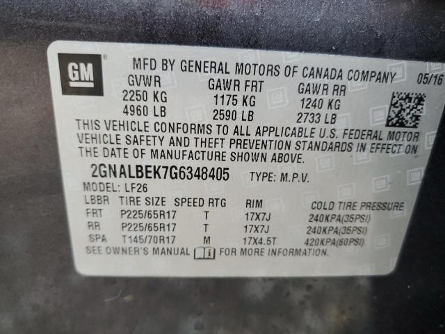 Photo 10 from auction – 2016 CHEVROLET EQUINOX LS with VIN 2GNALBEK7G6348405