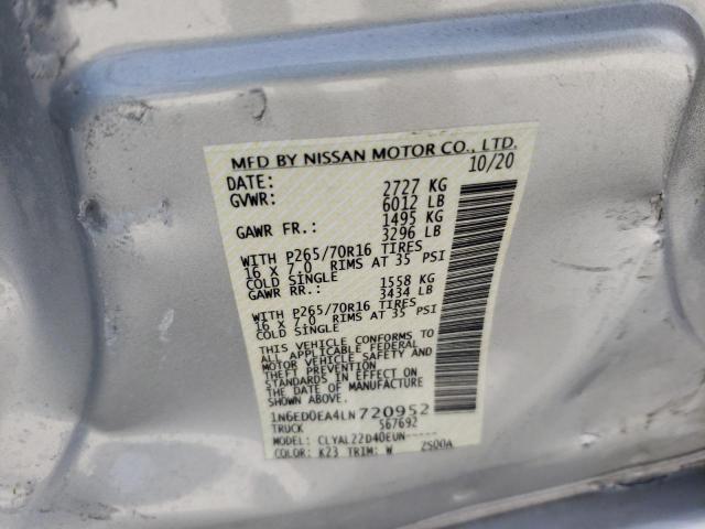 Photo 10 from auction – 2020 NISSAN FRONTIER S with VIN 1N6ED0EA4LN720952