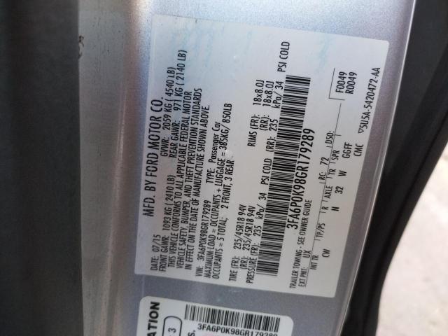 Photo 10 from auction – 2016 FORD FUSION TIT with VIN 3FA6P0K98GR179289