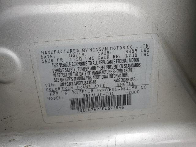 Photo 10 from auction – 2015 NISSAN VERSA with VIN 3N1CN7AP5FL847548
