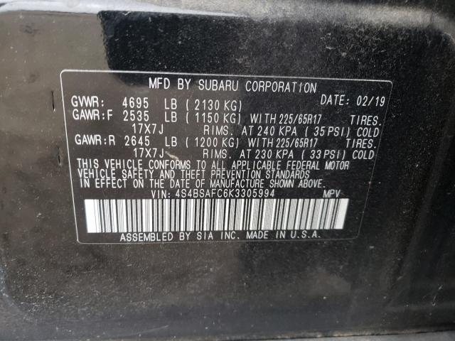 Photo 10 from auction – 2019 SUBARU OUTBACK 2. with VIN 4S4BSAFC6K3305994