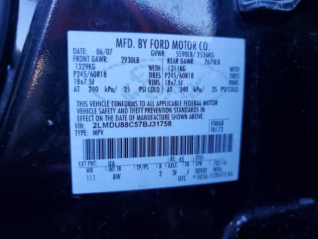 Photo 10 from auction – 2007 LINCOLN MKX with VIN 2LMDU88C57BJ31758