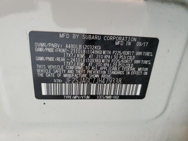 Photo 10 from auction – 2018 SUBARU FORESTER 2 with VIN JF2SJAGC7JH479338