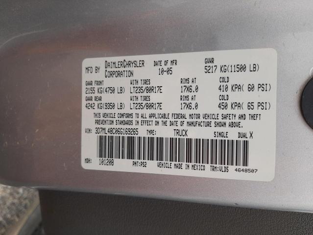 Photo 10 from auction – 2006 DODGE RAM 3500 S with VIN 3D7ML48C06G169265