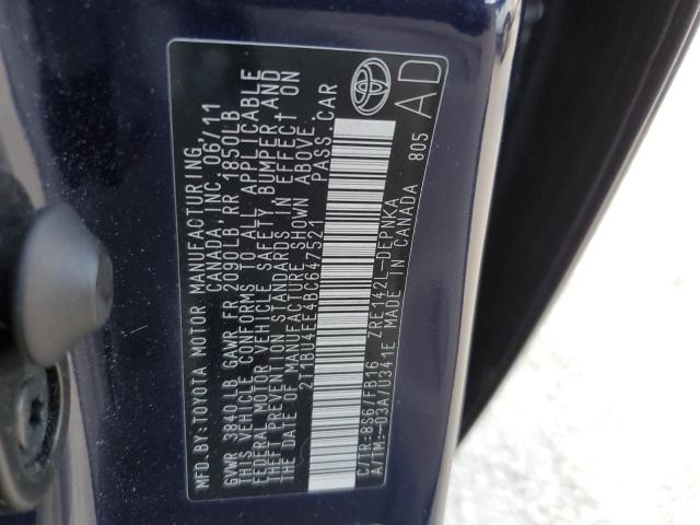Photo 10 from auction – 2011 TOYOTA COROLLA BA with VIN 2T1BU4EE4BC647521