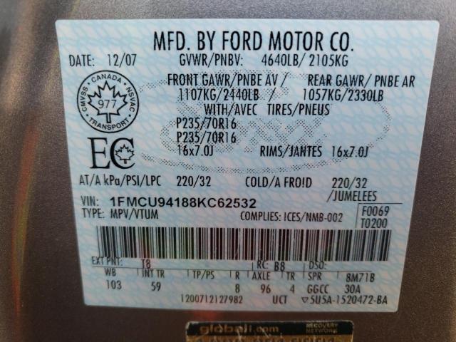 Photo 10 from auction – 2008 FORD ESCAPE LIM with VIN 1FMCU94188KC62532