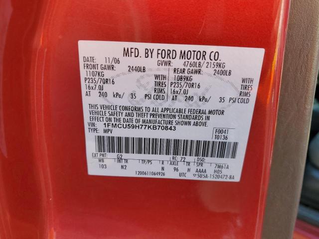 Photo 10 from auction – 2007 FORD ESCAPE HEV with VIN 1FMCU59H77KB70843