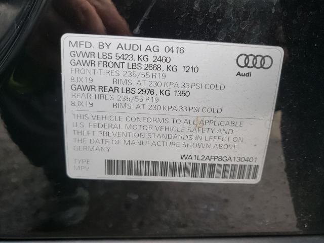 Photo 10 from auction – 2016 AUDI Q5 PREMIUM with VIN WA1L2AFP8GA130401