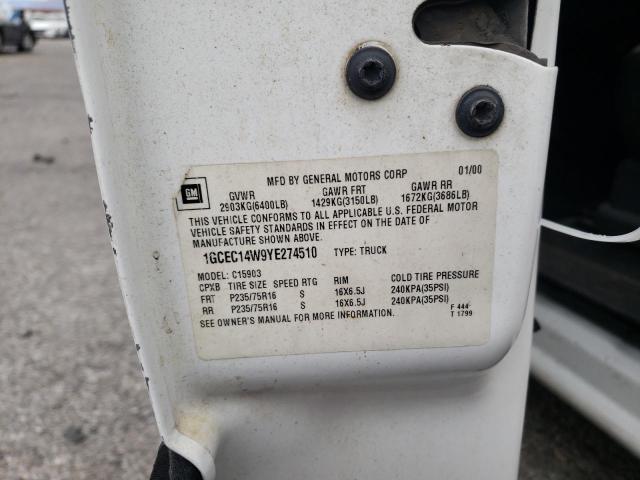 Photo 10 from auction – 2000 CHEVROLET SILVERADO with VIN 1GCEC14W9YE274510