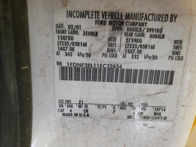 Photo 10 from auction – 2001 FORD F250 SUPER with VIN 1FDNF20L11EC32634