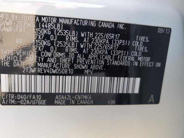 Photo 10 from auction – 2013 TOYOTA RAV4 XLE with VIN 2T3WFREV4DW050810