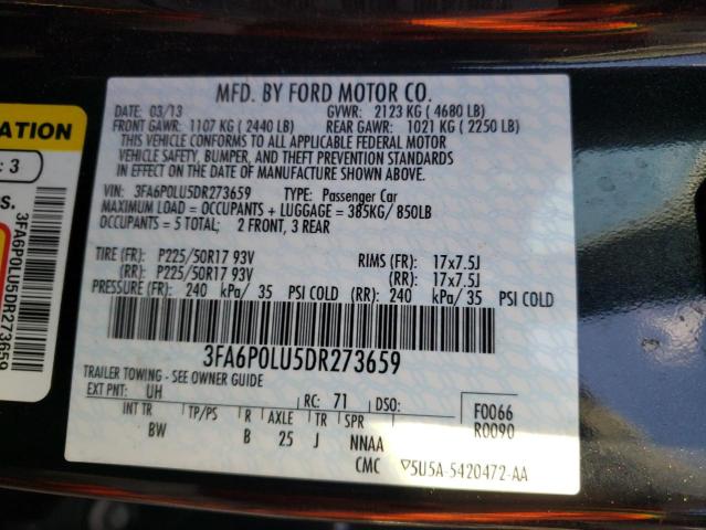 Photo 10 from auction – 2013 FORD FUSION SE with VIN 3FA6P0LU5DR273659