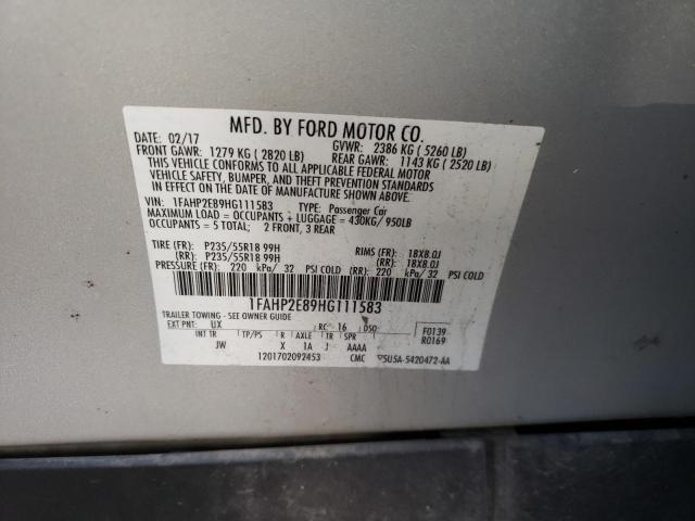 Photo 10 from auction – 2017 FORD TAURUS SEL with VIN 1FAHP2E89HG111583