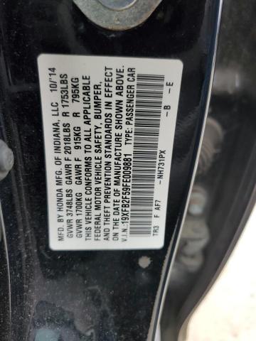 Photo 10 from auction – 2015 HONDA CIVIC LX with VIN 19XFB2F59FE009881