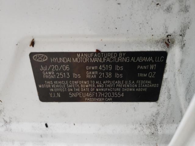 Photo 10 from auction – 2007 HYUNDAI SONATA SE with VIN 5NPEU46F17H203554