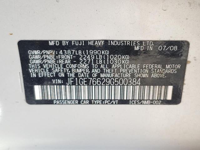 Photo 10 from auction – 2009 SUBARU IMPREZA WR with VIN JF1GE76629G500384