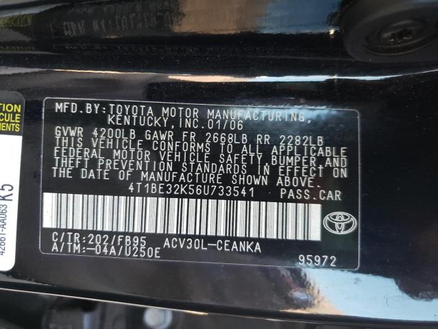 Photo 10 from auction – 2006 TOYOTA CAMRY LE with VIN 4T1BE32K56U733541