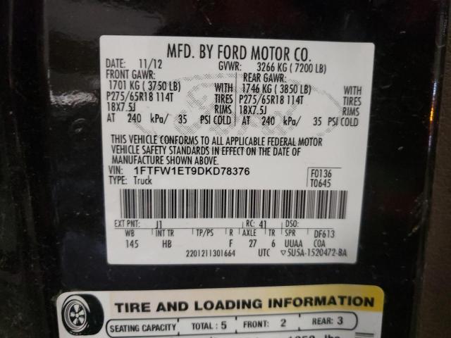 Photo 10 from auction – 2013 FORD F150 SUPER with VIN 1FTFW1ET9DKD78376