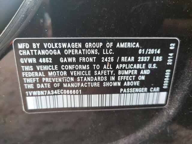 Photo 10 from auction – 2014 VOLKSWAGEN PASSAT SE with VIN 1VWBN7A34EC066601
