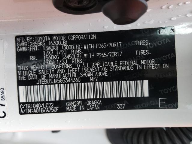 Photo 10 from auction – 2016 TOYOTA 4RUNNER SR with VIN JTEBU5JR5G5344360
