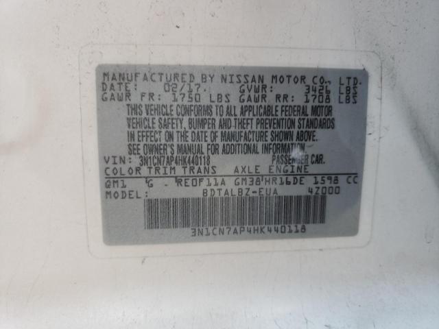 Photo 10 from auction – 2017 NISSAN VERSA S with VIN 3N1CN7AP4HK440118
