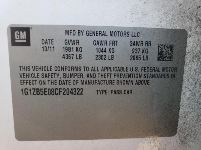 Photo 10 from auction – 2012 CHEVROLET MALIBU LS with VIN 1G1ZB5E08CF204322