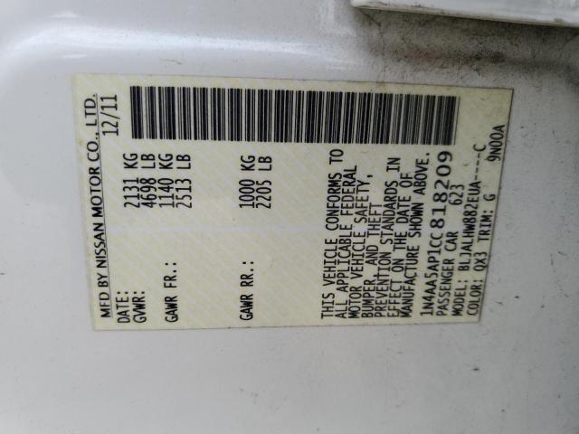 Photo 10 from auction – 2012 NISSAN MAXIMA S with VIN 1N4AA5AP1CC818209