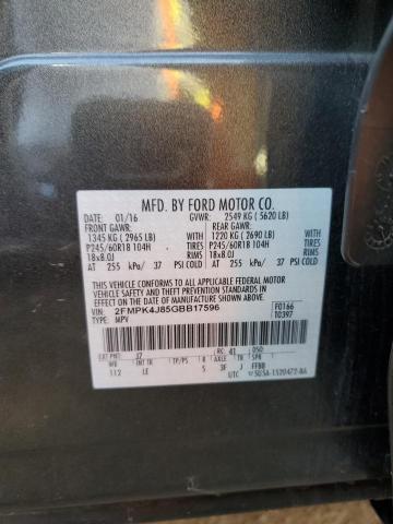 Photo 10 from auction – 2016 FORD EDGE SEL with VIN 2FMPK4J85GBB17596