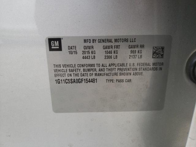 Photo 10 from auction – 2016 CHEVROLET MALIBU LIM with VIN 1G11C5SA0GF154481