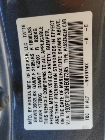 Photo 10 from auction – 2017 HONDA CIVIC EX with VIN 19XFC1F30HE007395