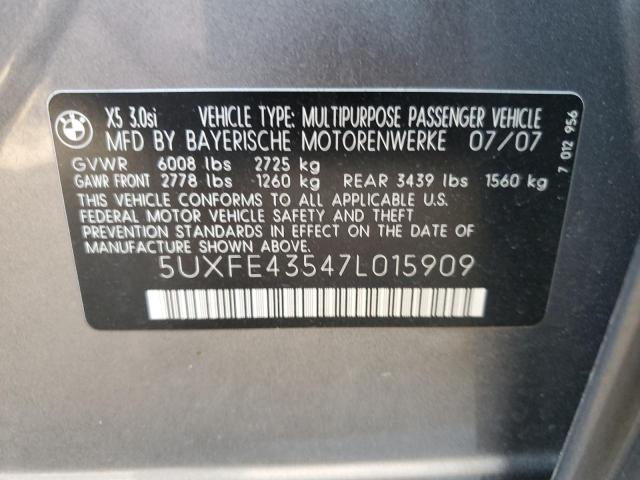 Photo 10 from auction – 2007 BMW X5 3.0I with VIN 5UXFE43547L015909