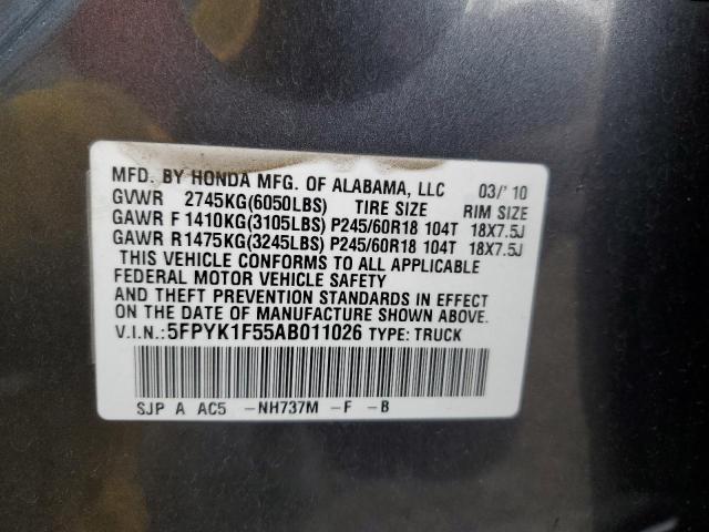 Photo 10 from auction – 2010 HONDA RIDGELINE with VIN 5FPYK1F55AB011026
