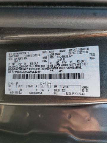 Foto 10 de la subasta – 2016 FORD ESCAPE TIT con VIN 1FMCU9J99GUA82389