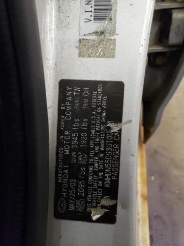 Photo 10 from auction – 2003 HYUNDAI SONATA with VIN KMHDN55D93U100411