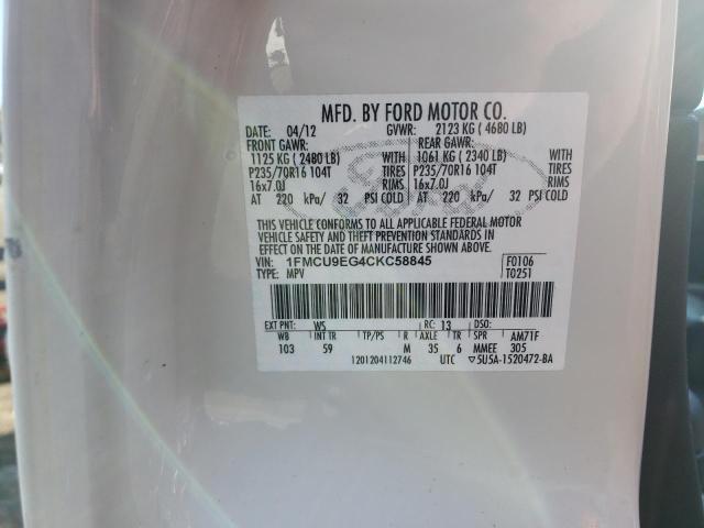 Photo 10 from auction – 2012 FORD ESCAPE LIM with VIN 1FMCU9EG4CKC58845