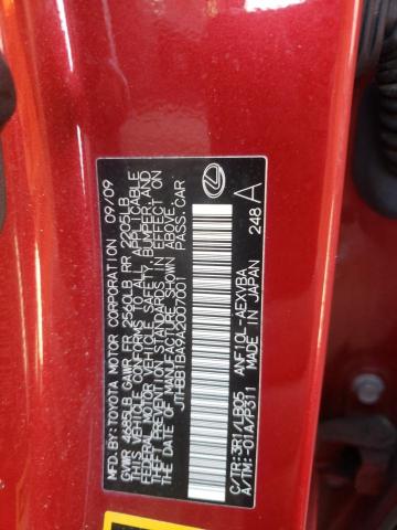Photo 10 from auction – 2010 LEXUS HS 250H with VIN JTHBB1BA9A2007001