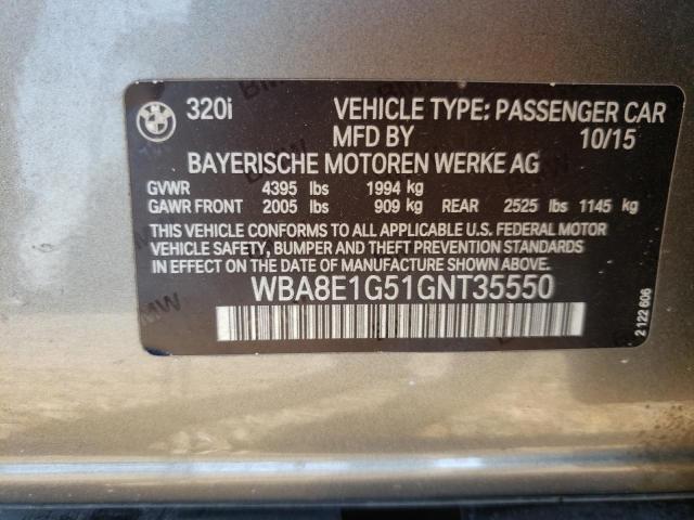 Photo 10 from auction – 2016 BMW 320 I with VIN WBA8E1G51GNT35550