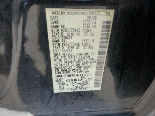Photo 10 from auction – 2007 NISSAN FRONTIER C with VIN 1N6AD07U97C401974
