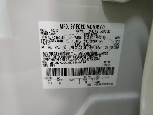Photo 10 from auction – 2013 FORD EDGE SEL with VIN 2FMDK3JC5DBB30216