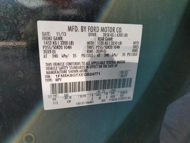 Photo 10 from auction – 2014 FORD EXPLORER with VIN 1FM5K8GTXEGB24771