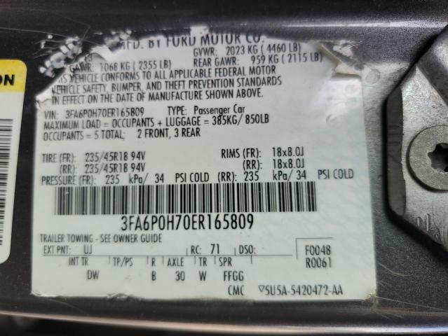 Photo 10 from auction – 2014 FORD FUSION SE with VIN 3FA6P0H70ER165809
