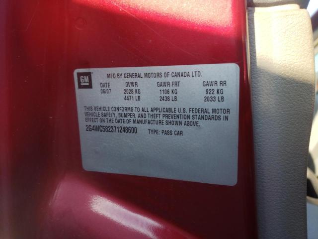 Photo 10 from auction – 2007 BUICK LACROSSE C with VIN 2G4WC582371248600