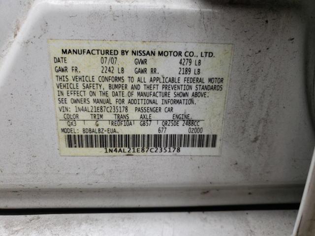 Photo 10 from auction – 2007 NISSAN ALTIMA 2.5 with VIN 1N4AL21E87C235178