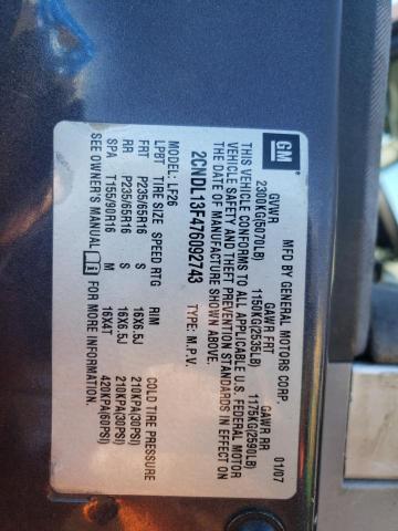 Photo 10 from auction – 2007 CHEVROLET EQUINOX LS with VIN 2CNDL13F476092743