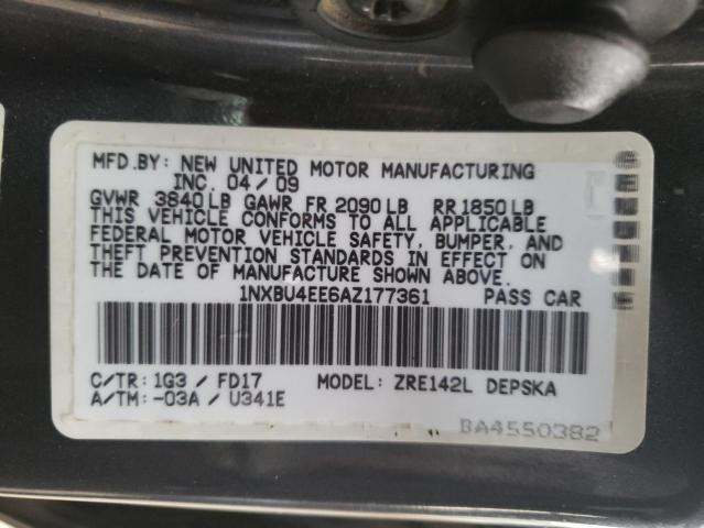Photo 10 from auction – 2010 TOYOTA COROLLA S with VIN 1NXBU4EE6AZ177361