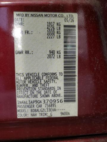 Photo 10 from auction – 2016 NISSAN ALTIMA 2.5 with VIN 1N4AL3AP9GN370956